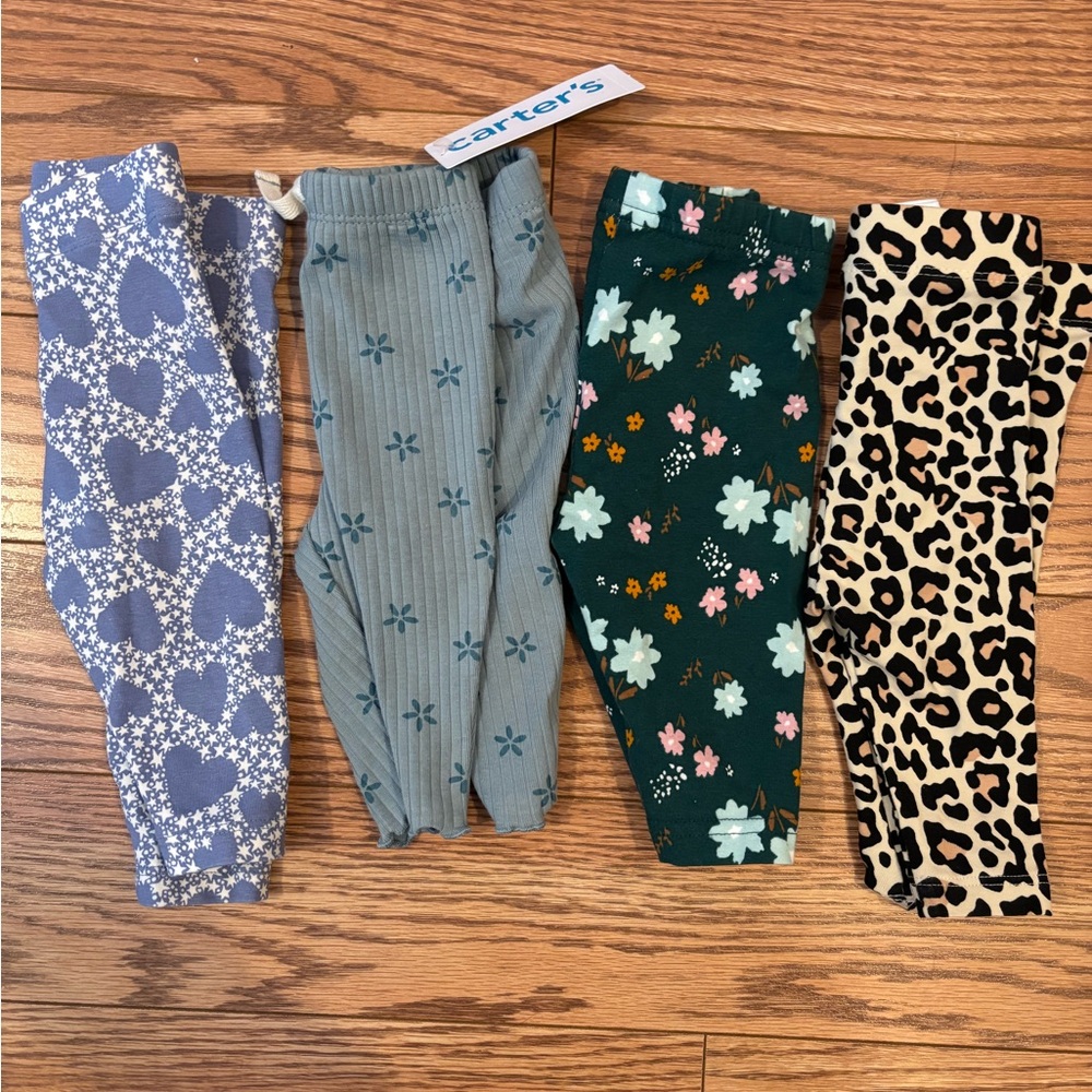 Lot of Baby girl  pants/leggins Set - Heart, Floral, Leopard Carters & Joe Fresh